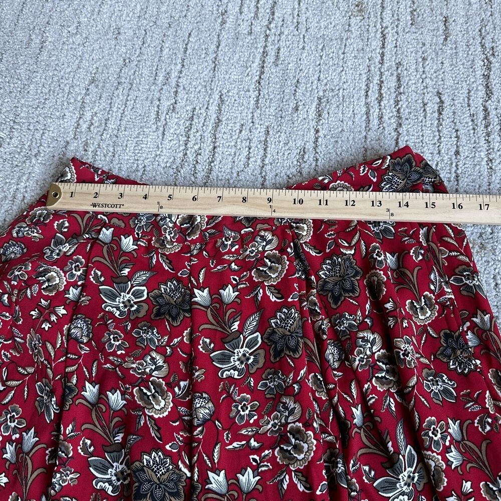 Making the Cut Size Large Season 3 Red Floral Crepe‎ Pleated Wide Leg Pants NWT - Picture 8 of 10